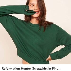 Nwt reformation Hunter Green Pink Organic Cotton Sweatshirt m